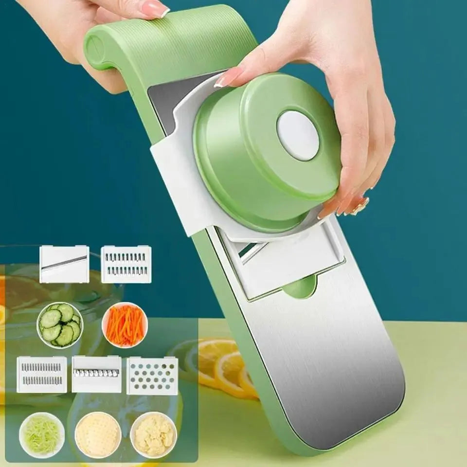 5-in-1 Manual Vegetable Slicer Cutter with 5 Blades & Collection Basin