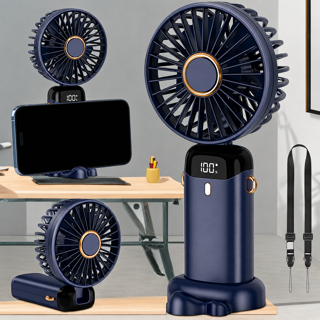 BreezeMax Pro™ – Foldable Rechargeable Turbo Handheld Fan with Digital Display