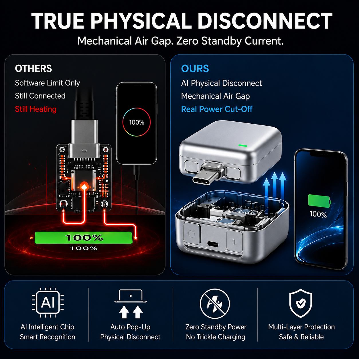 ChargeGuard Pro™ 140W – AI Smart Auto Power Cut USB-C Charging Protector
