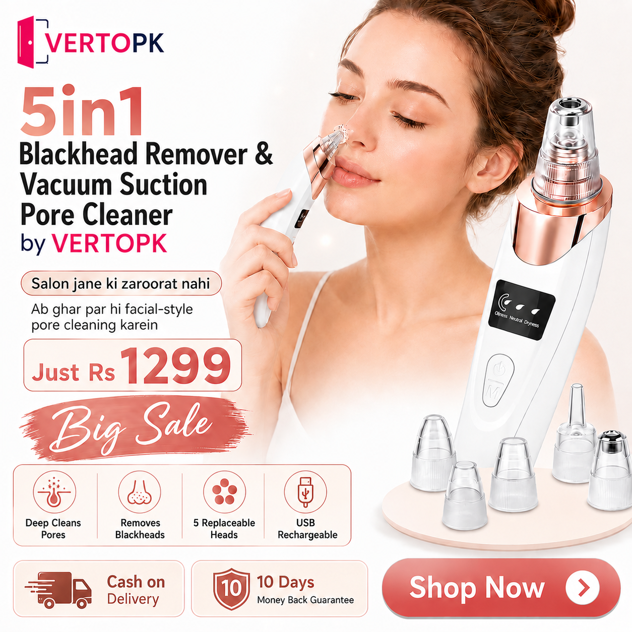 PoreVac Pro™ – 5-in-1 Blackhead & Pore Vacuum Cleaner