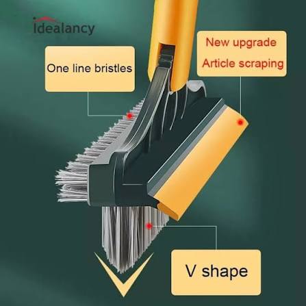 3 in 1 Floor Scrub Brush with Long Handle & Squeegee